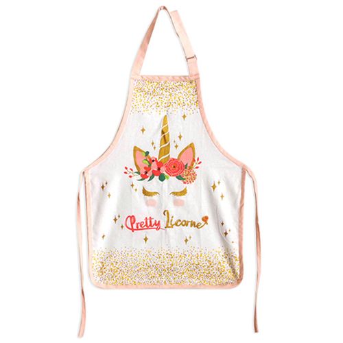 Promotion ! Tablier De Cuisine Enfant Coton 'licorne My Unicorn' Rose Blanc (Pretty Licorne) - 61x45 Cm