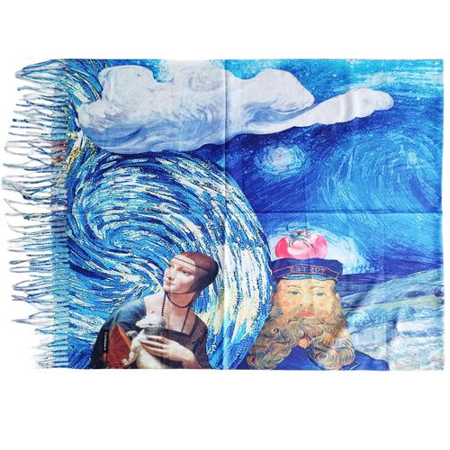 Promotion ! Écharpe Cachemire 'beaux Arts' Voyage À Travers Le Temps, Les ?Uvres, Les Artistes - 200x70 Cm