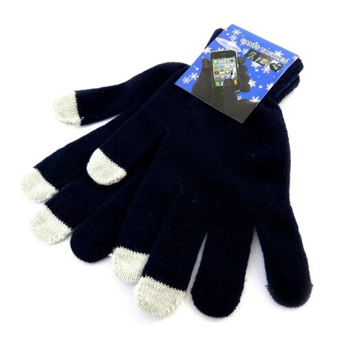 Promotion ! Gants Écran Tactile 'coloriage' Bleu Marine