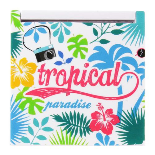 Promotion ! Miroir De Poche 'tropical' Multicolore - 6. 7x6. 7 Cm 
