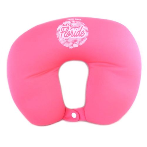 Promotion ! Coussin De Nuque / Oreiller De Voyage 'floride' Rose - 25x25x8 Cm