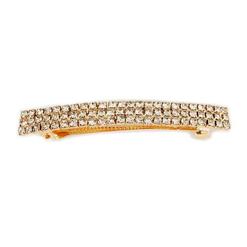 Promotion ! Barrette Strass 'arégonde' Blanc Doré - 70x8 Mm
