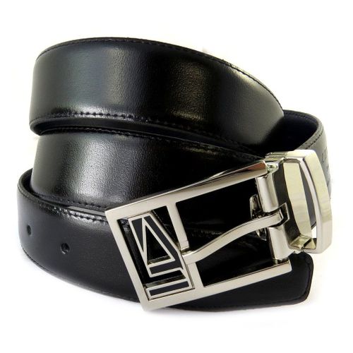 Promotion ! Ceinture Cuir 'azzaro' Noir Marine - 30 Mm