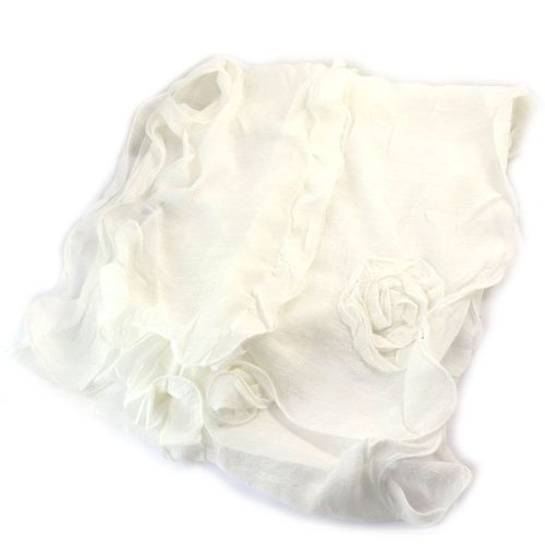 Promotion ! Echarpe Créateur 'scarlett' Blanc Ivoire - 185x43 Cm