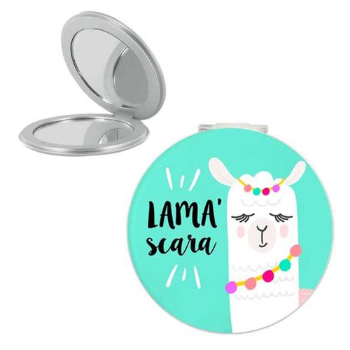 Promotion ! Miroir De Poche 'lama Mania' Vert (Lama'scara) - 6 Cm 