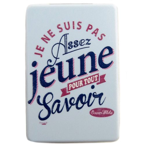 Promotion ! Miroir De Poche 'messages' Bleu Clair (Je Ne Suis Pas Assez Jeune Pour Tout Savoir) - 8. 5x5. 5 Cm 