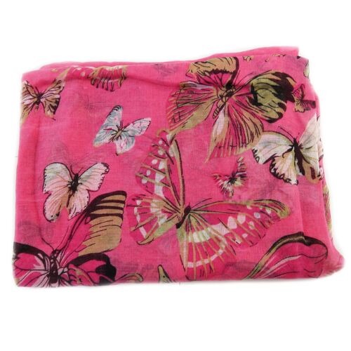 Promotion ! Echarpe Viscose 'papillons' Rose - 110x170 Cm