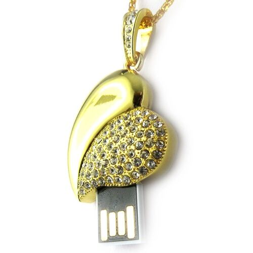 PROMOTION ! Clé USB collier 'Love' doré (8Go)