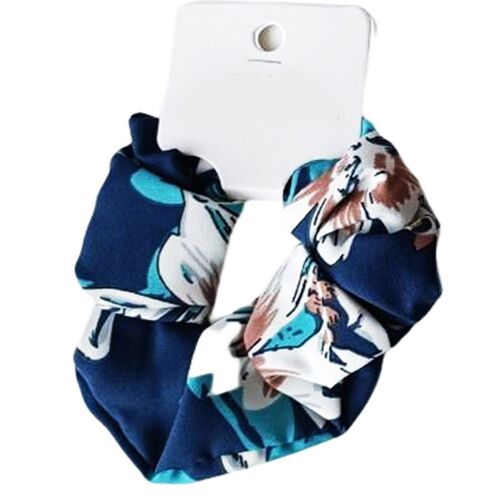 Promotion ! Chouchou Soie 'scarlett' Marine Turquoise - Largeur 4 Cm