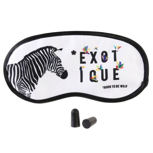 Promotion ! Kit Masque & Bouchons 'tropical' Blanc Noir (Zèbre - Exotique) - 19x9. 5 Cm