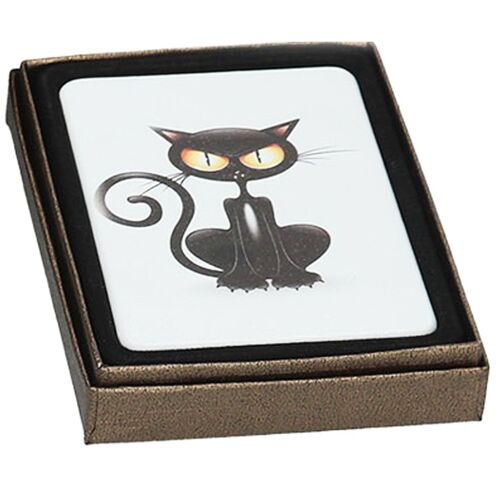 Promotion ! Miroir Créateur 'les Chats' Blanc Noir - 8. 5x6 Cm