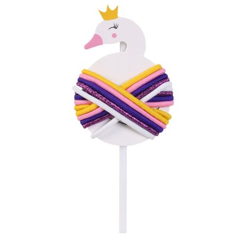 Promotion ! Sucette Élastiques 'cygne' Rose Violet Blanc (15 Élastiques) - 18x7 Cm