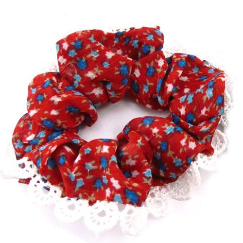Promotion ! Chouchou Voile Dentelle 'liberty' Rouge - 35 Mm