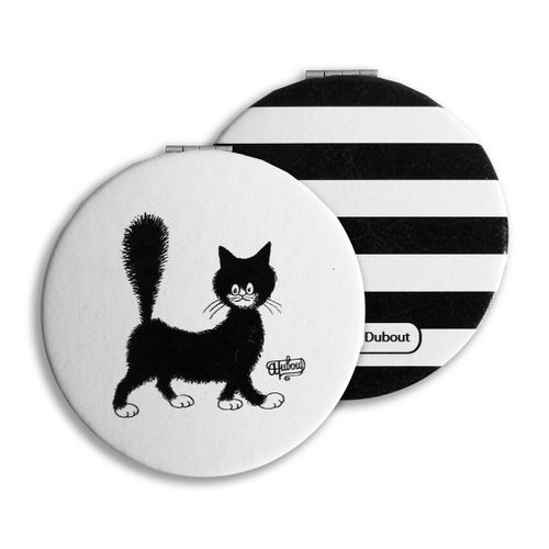 Promotion ! Miroir De Poche Double 'chats Dubout' Blanc Noir (Mignonette) - 65 Mm 