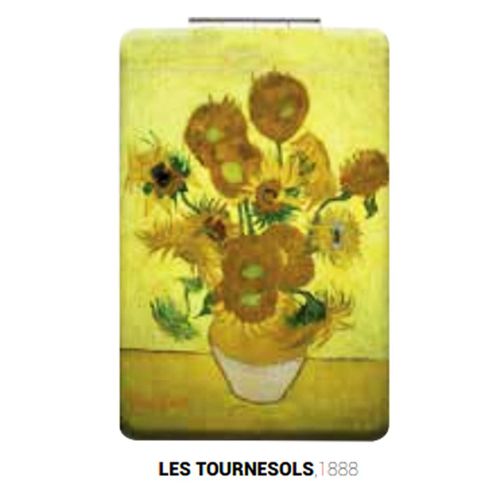 Promotion ! Miroir De Poche 'vincent Van Gogh' Jaune (Les Tournesols) - 8. 5x5. 5 Cm 