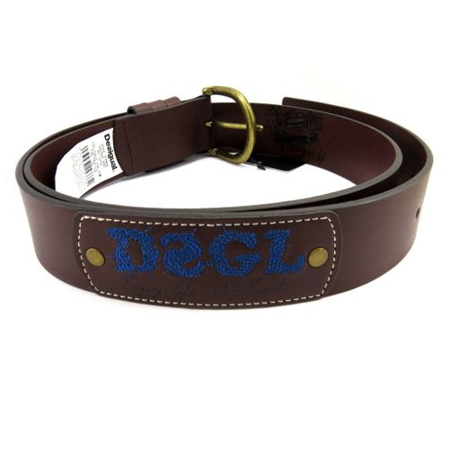 Promotion ! Ceinture Créateur 'desigual' Marron Bleu Vintage - 4 Cm