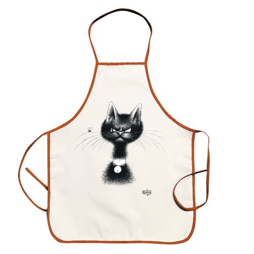 Promotion ! Tablier Enfant Coton 'chats Dubout' Beige (Mouche) - 50x62 Cm
