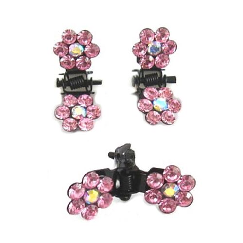 Promotion ! Paire Minis Pinces 'arégonde' Rose (Fleurs) - 8 Mm