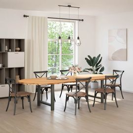 Vidaxl Table À Manger Marron Clair Bois De Chêne Massif Ovale