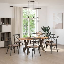 Vidaxl Table À Manger Marron Clair Bois De Chêne Massif Ovale