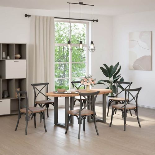 Vidaxl Table À Manger Marron Clair Bois De Chêne Massif Ovale
