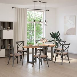 Vidaxl Table À Manger Marron Clair Bois De Chêne Massif Ovale
