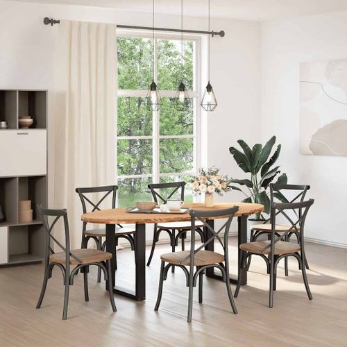 Vidaxl Table À Manger Marron Clair Bois De Chêne Massif Ovale