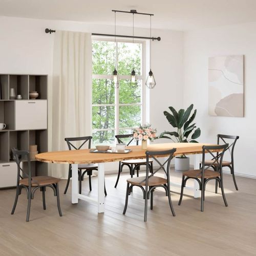 Vidaxl Table À Manger Marron Clair Bois De Chêne Massif Ovale