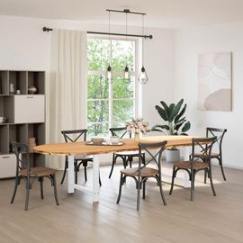 Vidaxl Table À Manger Marron Clair Bois De Chêne Massif Ovale