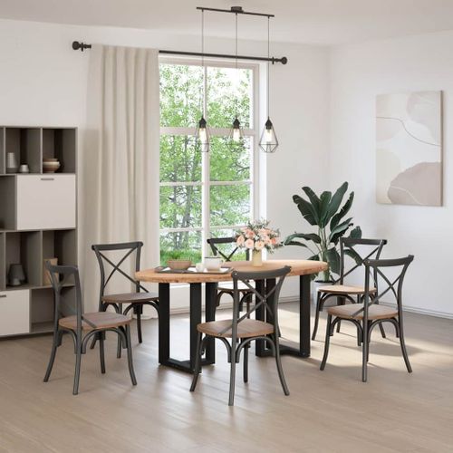 Vidaxl Table À Manger Marron Clair Bois De Chêne Massif Ovale