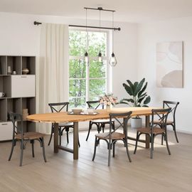 Vidaxl Table À Manger Marron Clair Bois De Chêne Massif Ovale