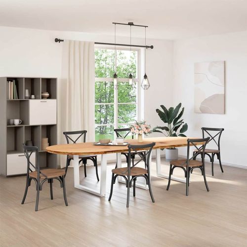 Vidaxl Table À Manger Marron Clair Bois De Chêne Massif Ovale