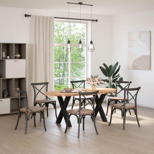 Vidaxl Table À Manger Marron Clair Bois De Chêne Massif Ovale