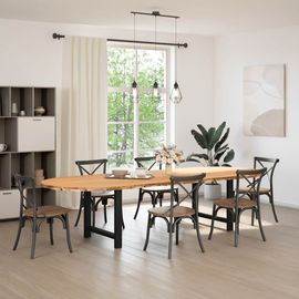 Vidaxl Table À Manger Marron Clair Bois De Chêne Massif Ovale