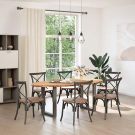 Vidaxl Table À Manger Marron Clair Bois De Chêne Massif Ovale