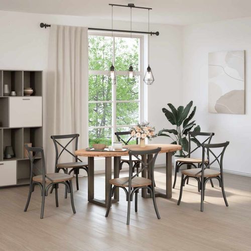 Vidaxl Table À Manger Marron Clair Bois De Chêne Massif Ovale