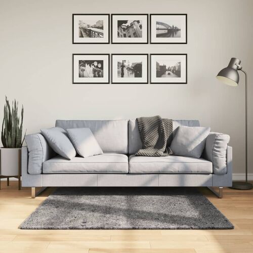 Vidaxl Tapis Huarte À Poils Courts Doux Lavable Anthracite 120x120 Cm