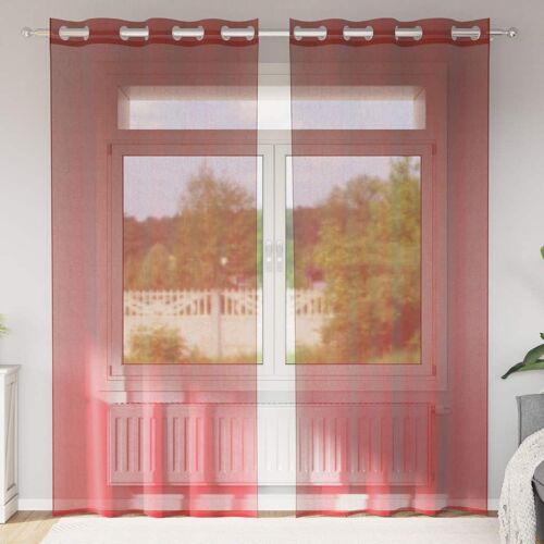 Vidaxl Rideaux En Voile Avec ?illets 2 Pcs Rouge Bordeaux