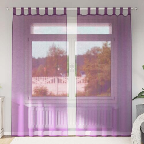 Vidaxl Rideaux En Voile Avec Boucles 2 Pcs Violet 140x245 Cm