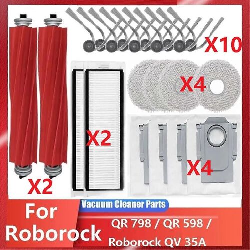 Compatible pour QR 798 / QR 598 / 35A Pièces d'aspirateur Rouleau principal Brosse latérale Filtre HEPA Chiffon de vadrouille