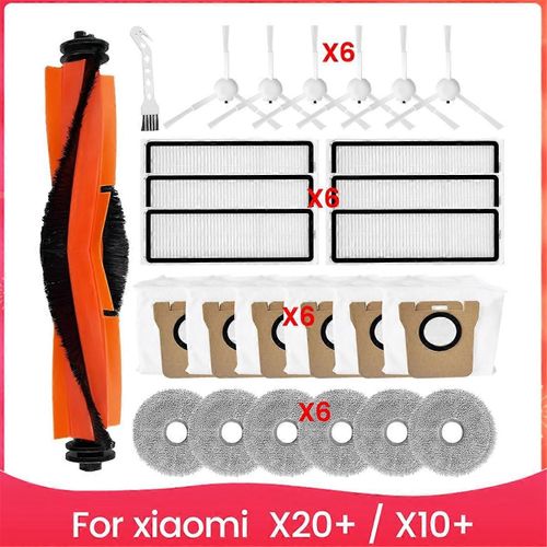 Ensemble d'accessoires pour aspirateur X20+ / X10+, pièces de rechange, brosse latérale principale, filtre HEPA, chiffon de nettoyage, sacs à poussière