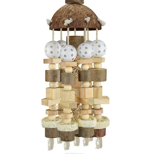 Oiseau Perroquet Jouet,Grand Perroquet Jouet Blocs En Bois Naturel Oiseau Mâcher Jouet Perroquet Cage Morsure Jouet Costumes