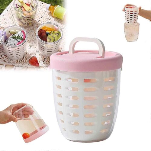 Coupe de fruits de 650 ml avec passoire,étanche,récipient à salade protable comprend une fourchette,étanche S scellé