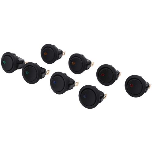 8pcs Led Dot Light 12v Voiture Auto Bateau Rond Rocker On/Off Interrupteur À Bascule Spst