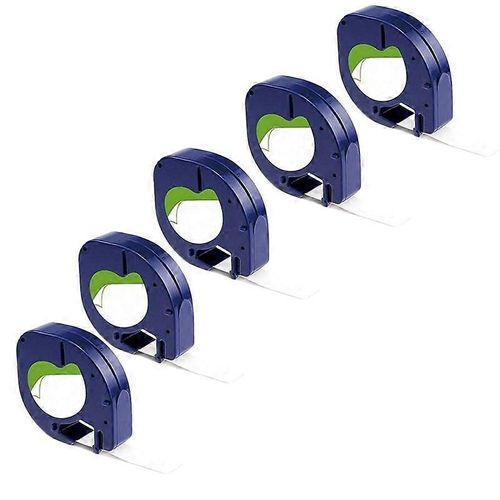 5pcs compatible ruban d'étiquette de remplacement pour noir sur blanc fabricant de ruban d'étiquette en papier auto-adhésif