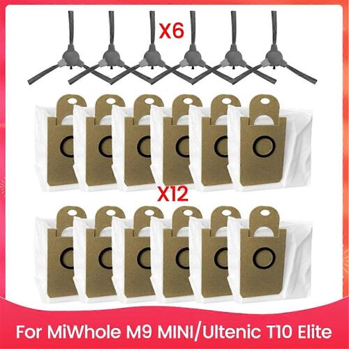 Ensemble de 18 sacs à poussière et brosses pour aspirateur MiWhole M9 MINI pour aspirateur T10 Elite