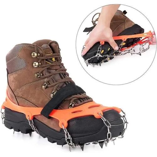 Crampon À Neige Antidérapant Avec 24 Dents Anti Glisse Pour Randonnée Trekking Marche, Activités Sur Terrain Neigeux Ou Verglacé -