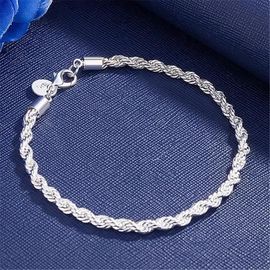 Bracelet Femme - Alliage - Corde Torsadée - 20cm - Argent - Cadeau Anniversaire
