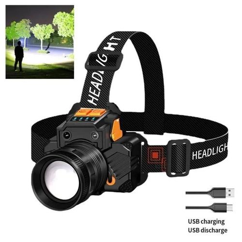Lampe Frontale Puissante Avec Led De 1800 Lumens Pour Course, Marche, Camping, Randonnée