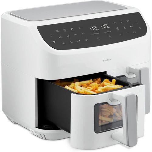 NouvelHorizonstore-Air Fryer P20 XXL Double Compartiment (Fonction dual cook & sync finish, fenêtre visible, friteuse sans huile à air chaud, capacité 8,7 L XXL, 2600 W, 9 programmes automatiques, MD